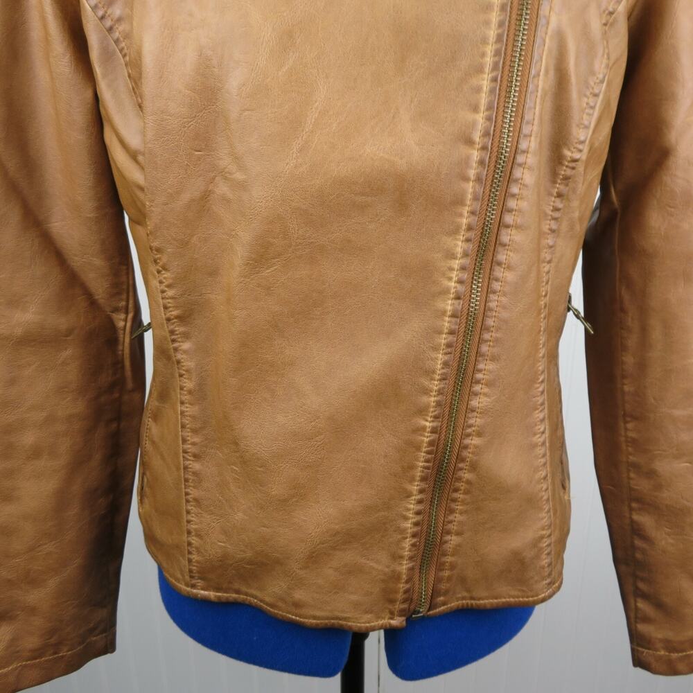 Bagatelle Faux Leather Jacket Women’s Small Camel Bronze Soft Moto Street Style - Picture 4 of 12